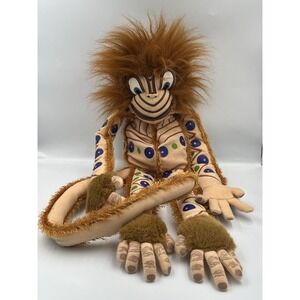 Tribal Monkey Plush Hand Puppet Long Limbs Jungle Decor Toy Folk Art Vintage HTF